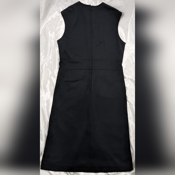 Women's XXL Deep Licorice Black 60's Knit Zip Up Shift Dress w/ Laced Gold Chain - Picture 4 of 5